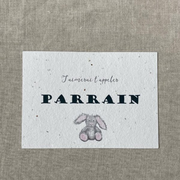 Parrain lapin – Carte à planter A6