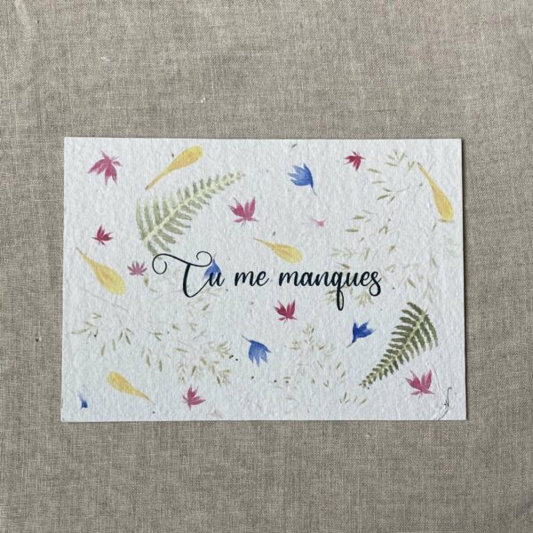 Tu me manques – Carte à planter A6 poétique