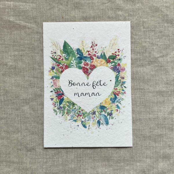 Bonne fête maman coeur fleuri – Carte à planter A6