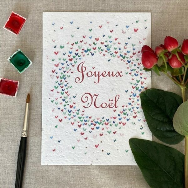 Couronne de cœurs Joyeux Noël – Carte à planter A6