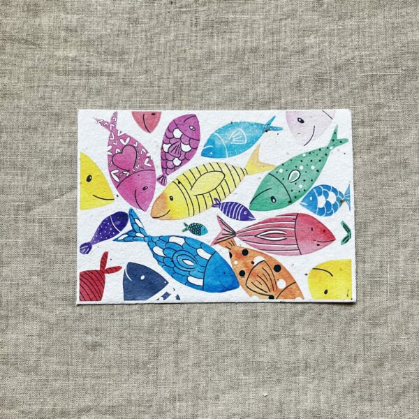 Poissons multicolores – Carte à planter A6