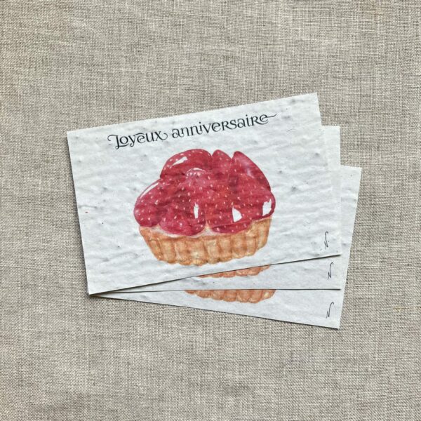 Tartelette Joyeux Anniversaire – lot de 10 mini cartes – Graines de Fraises