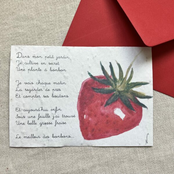 Poème enfantin – Carte à planter A6 (graines de fraises)