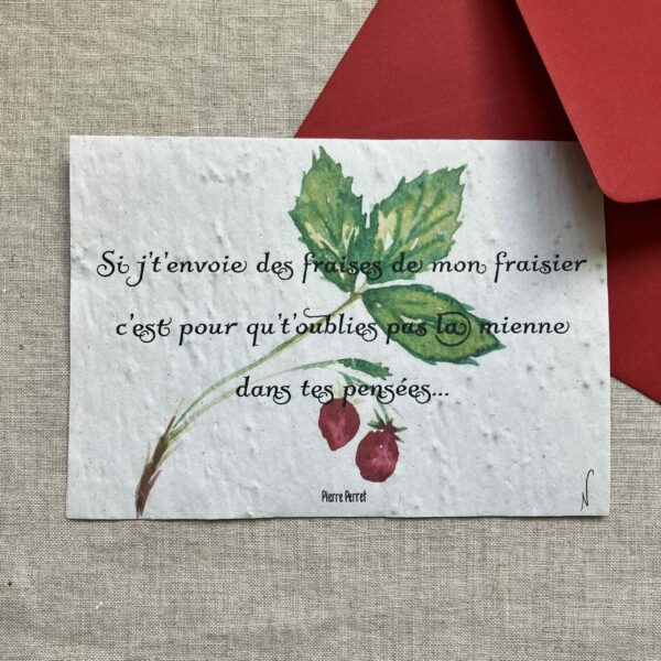 Je t’envoie des fraises – Carte à planter A6 (graines de fraises)