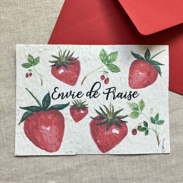 Envie de Fraises – Carte à planter A6 (graines de fraises)