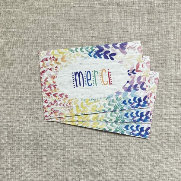 Lot de 10 mini cartes “Merci Rainbow” – Fleurs sauvages