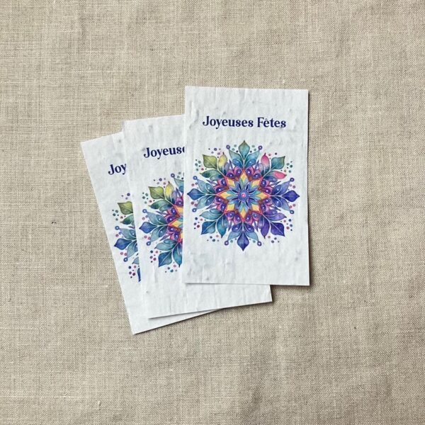 Flocon Joyeuses fêtes – lot de 10 mini cartes à planter (Fleurs)