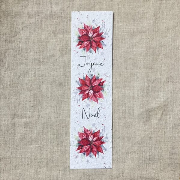 Marque-page ensemencé – Poinsettias Aquarelle