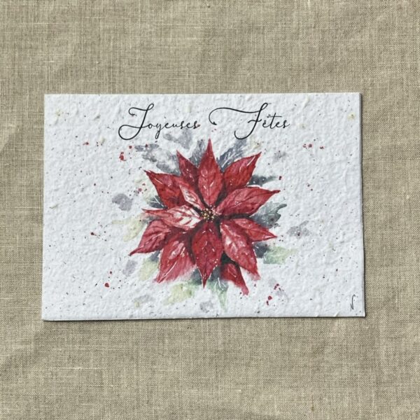 Joyeuses Fêtes Poinsettia Aquarelle – Carte à planter A6