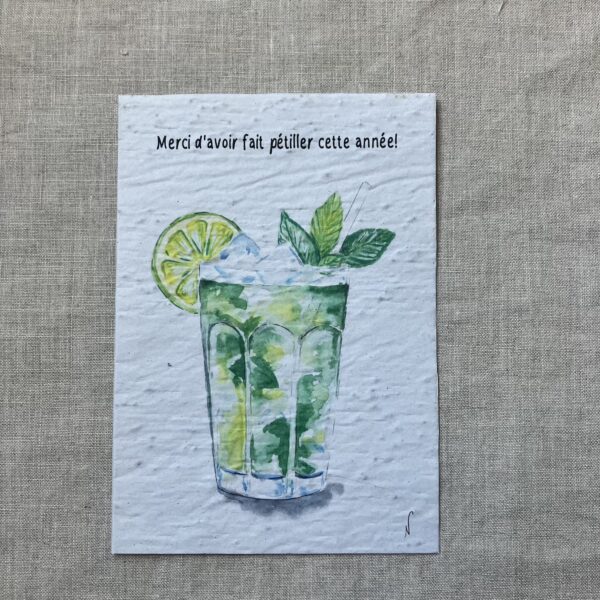 Merci pétillant – Carte à planter A6 (Graines de Menthe)